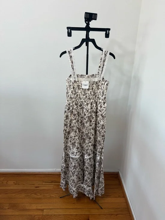 Altar'd State Cream Maxi Dress with Brown Floral Print - Picture 3 of 4